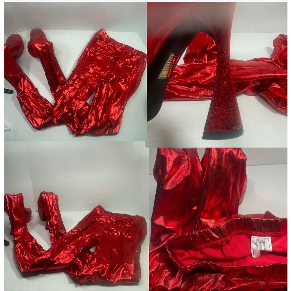 Jeffrey Campbell BNIB XS-S PANTALONES 6M platform Metallic Red Very small waist - Picture 16 of 16